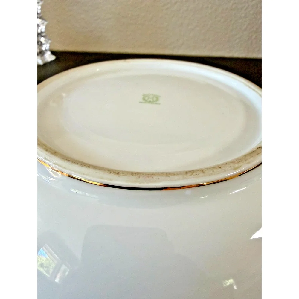 Antique 1920s Art Deco Noritake M Wreath Handled Serving Bowl Floral Gold Japan